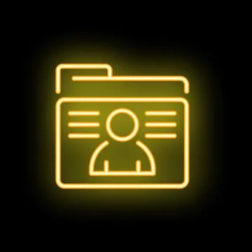 Neon yellow personal information folder icon on black background イラスト素材