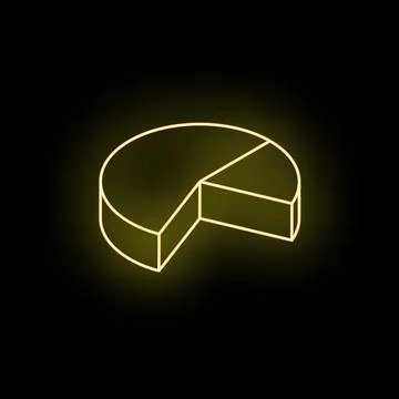 Neon yellow pie chart separating from the pack on black background Illustrazione stock