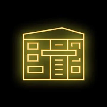 Neon yellow planning project management board icon on a black background Stock Illustration