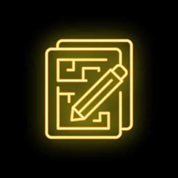 Neon yellow planning strategy project management icon Stock Illustration