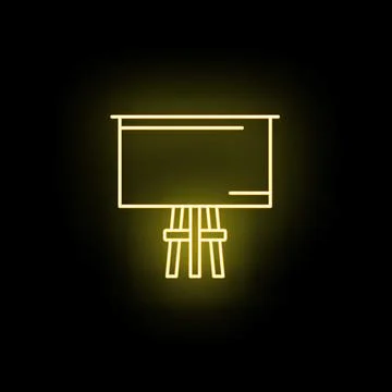 Neon yellow presentation board on an easel icon Stock Illustration