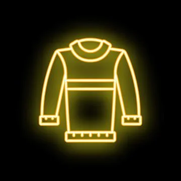 Neon yellow pullover sweater glowing on black background Stock Illustration