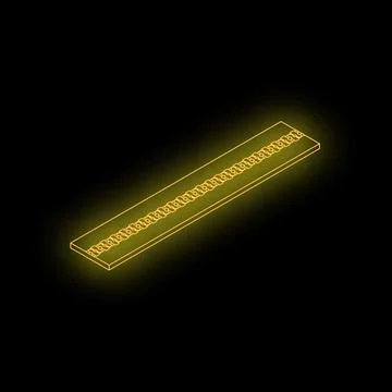 Neon yellow ram module glowing on black background Illustrazione stock