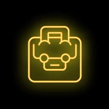 Neon yellow robot face with briefcase suitcase head showing artificial inte.. Illustrazione stock