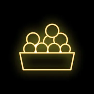 Neon yellow round objects piled up inside container Stock Illustration