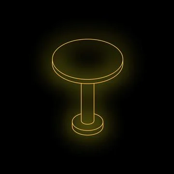 Neon yellow round table glowing on black background Stock Illustration