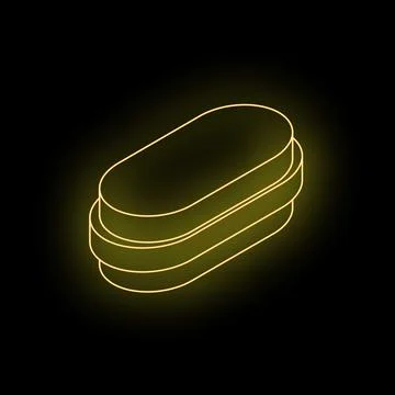 Neon yellow rounded rectangular shape glowing on black background イラスト素材