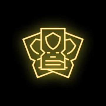 Neon yellow secured documents icon representing security and protection Stockillustratie