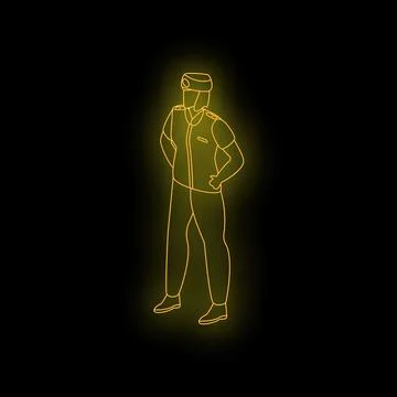 Neon yellow security guard standing with hands on hips Illustrazione stock