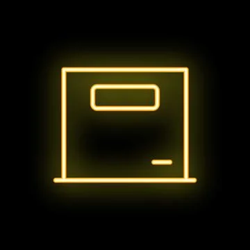 Neon yellow server icon glowing on black background Stock Illustration