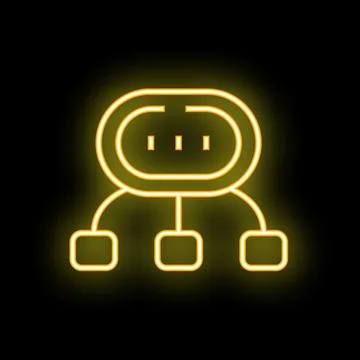 Neon yellow server icon representing cloud computing services Stock Illustration