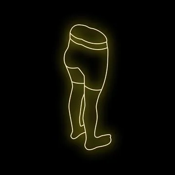 Neon yellow silhouette of compression tights on black background 스톡 일러스트