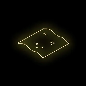 Neon yellow slice of toast bread with holes on black background Illustrazione stock