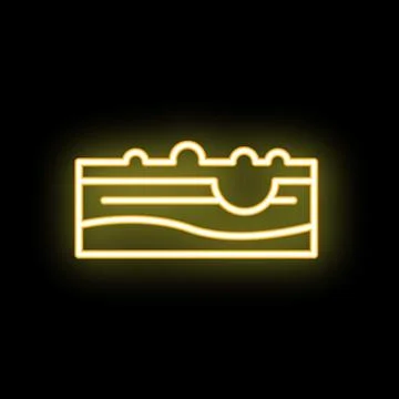 Neon yellow soil layers showing different horizons icon Stock Illustration