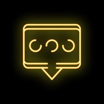 Neon yellow speech bubble displaying loading status on black background Stock Illustration
