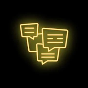 Neon yellow speech bubbles chatting on black background Stock Illustration