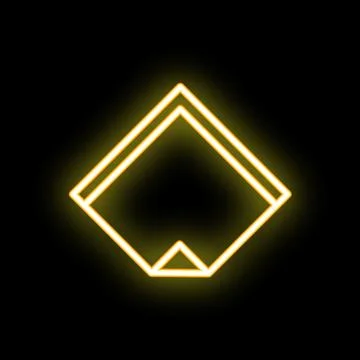 Neon yellow square with empty center glowing on black background Stock Illustration