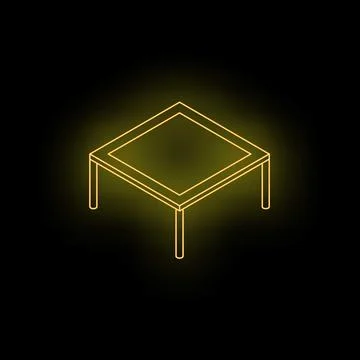 Neon yellow square table shining on black background Stock Illustration