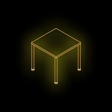 Neon yellow square table shining on black background Stock Illustration