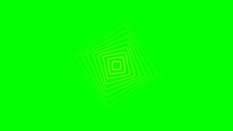 A neon yellow square tunnel effect isolated against a bright green background Stock Footage 340903500