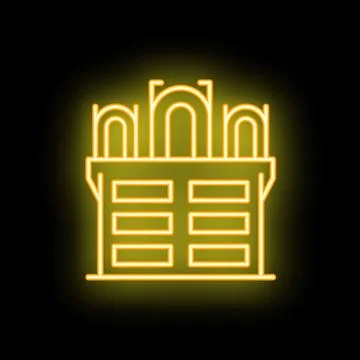 Neon yellow stadium lights glowing on black background Stock Illustration