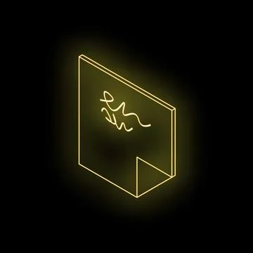 Neon yellow sticky note drawing on black background Illustrazione stock