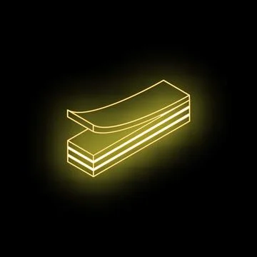 Neon yellow sticky notes stack isometric view on black background Stock Illustration