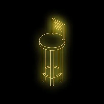 Neon yellow stool shining in the dark isometric view Stock Illustration