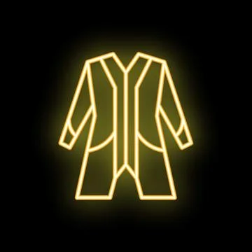 Neon yellow suit jacket icon glowing on black background Stock Illustration