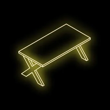 Neon yellow table shining on a dark background, perfect for projects related  Stock Illustration