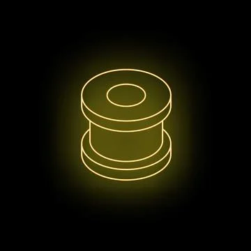 Neon yellow thread spool icon on black background 库存插图