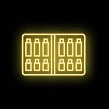 Neon yellow usb flash drive organizers icon showing data storage Stock Illustration