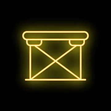 Neon yellow vaulting table glowing on black background Stock Illustration