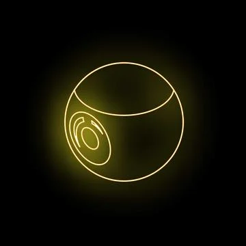 Neon yellow web camera glowing on black background Stock Illustration