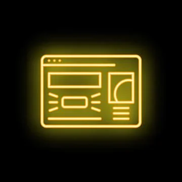 Neon yellow website interface on black background Stock Illustration
