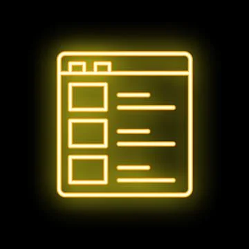 Neon yellow website interface on a black background Illustrazione stock