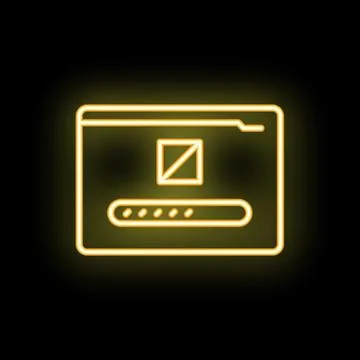 Neon yellow website loading icon on black background Stock Illustration
