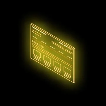 Neon yellow website wireframe showing user interface design Stock Illustration