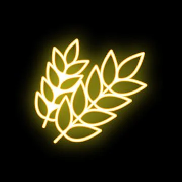 Neon yellow wheat icon glowing on black background Illustrazione stock