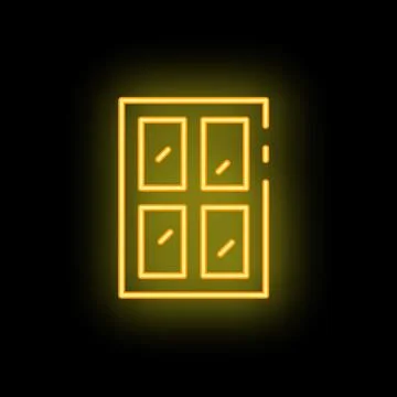 Neon yellow window glowing on a black background Stock Illustration