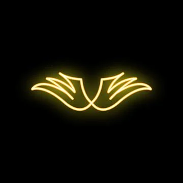 Neon yellow wing bird logo on black background Stock Illustration