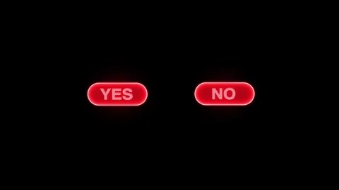 Neon Yes and No button with cursor click animation on black background. Click on Stock Footage 318008524
