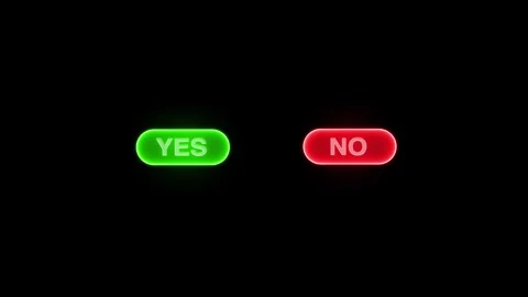 Neon Yes and No button with cursor click animation on black background. Click on Stock Footage 318008526