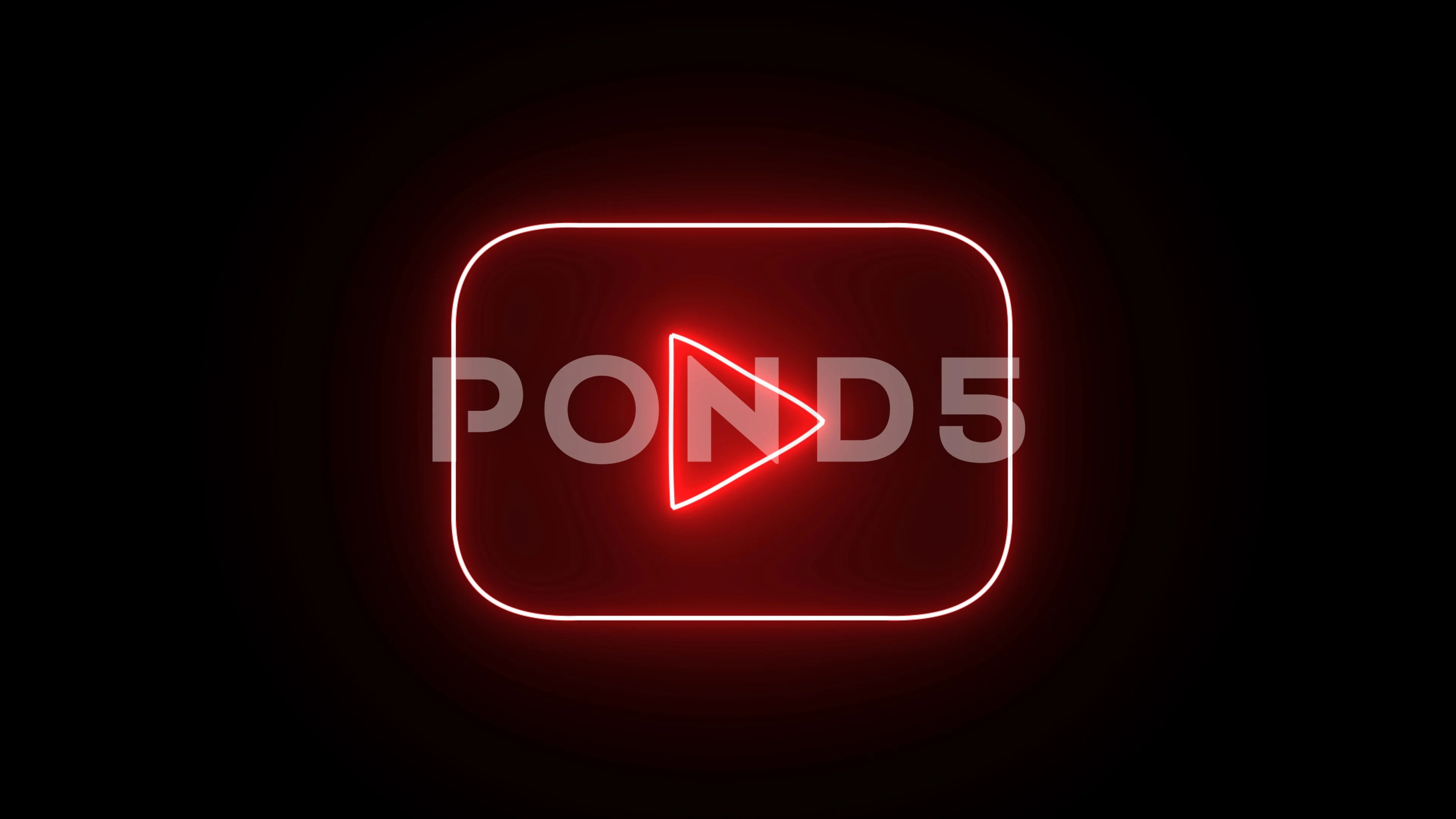 Neon Youtube Icon With Beautiful Glowing Stock Video Pond5