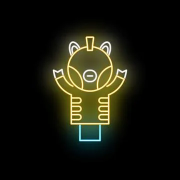 Neon zebra puppet illuminating in the dark Ilustração Stock