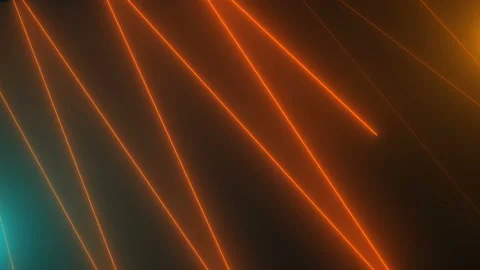 Neon zig zag shiny lines are in space, abstract computer generated backdrop, 3D Stock Footage 102934317