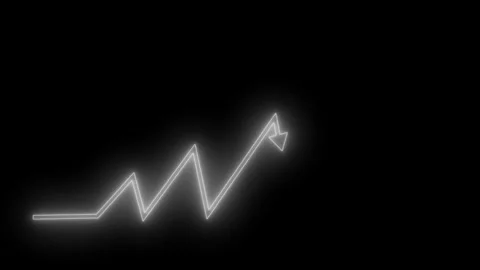 Neon zigzag arrow pointing upward then down animation Stock Footage 335115432