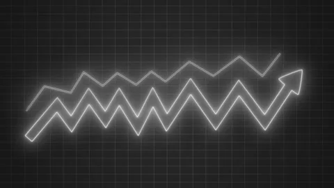 Neon Zigzag Line Graph with Upward Trend, Financial Chart Animation with Ne.. Stock Footage 318108568