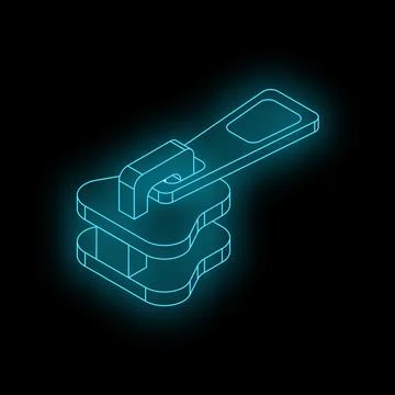 Neon zipper glowing on dark background 스톡 일러스트