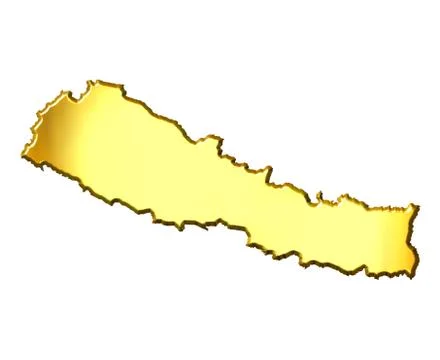 Nepal 3d Golden Map Stock Illustration